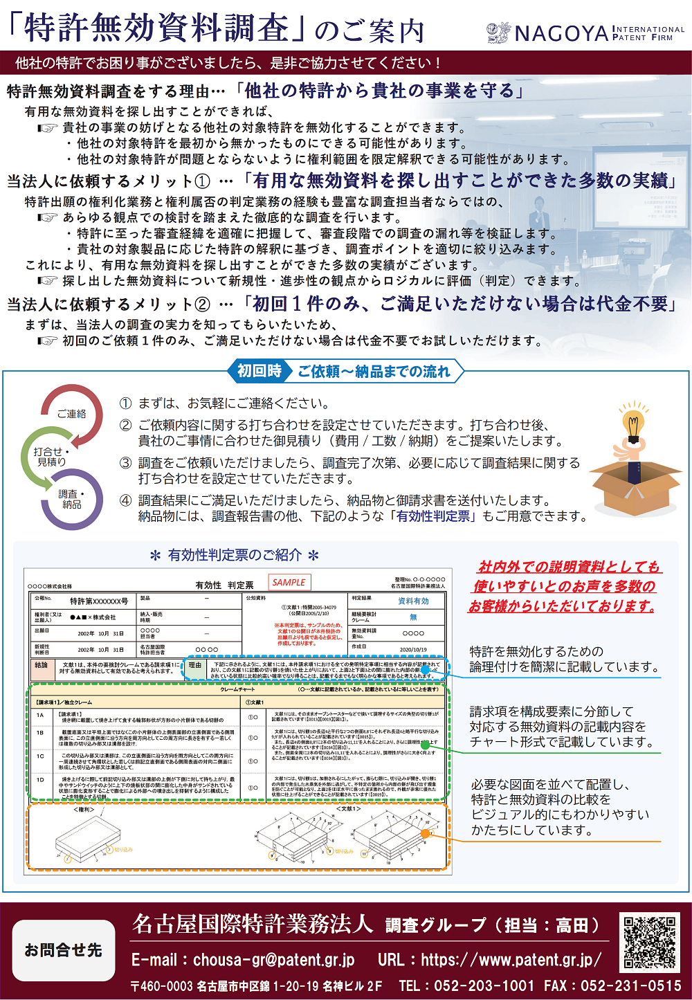 「特許無効資料調査」のご案内？